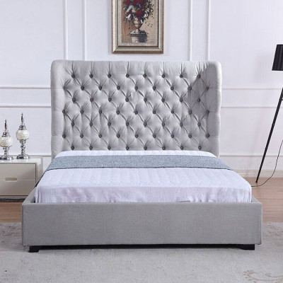 Cama Chesterfield Cama tapizada de lujo Diseño de dormitorio Camas de diseño Textil Cuero Nuevo