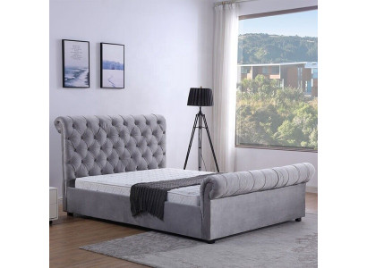 Diseño Chesterfield Cama Textil Tapizado Cuero Hotel Camas Dormitorio Nuevo Terciopelo