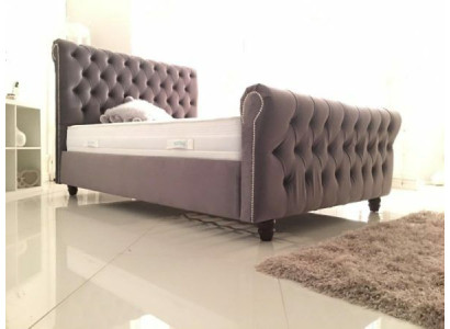 Chesterfield Bett Diseño Dormitorio Cama inglesa 200x200cm Tapiz Textil