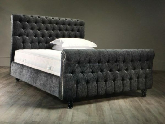 Chesterfield Bett Diseño Dormitorio Cama inglesa 200x200cm Tapiz Textil