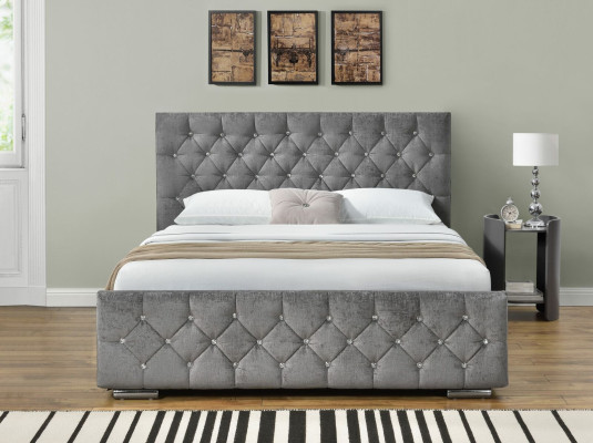 Cama Chesterfield Diseño Dormitorio Inglés 160x200cm Tapizado Textil