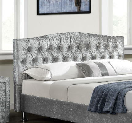 Sofá Chesterfield cama doble de lujo gris dormitorio camas de diseñador.