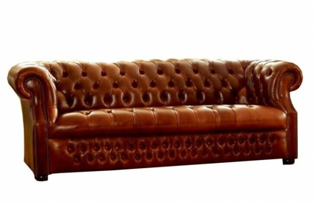 Sofá de tres plazas Chesterfield marrón diseñador Elegante sofá de 3 plazas estilo couch