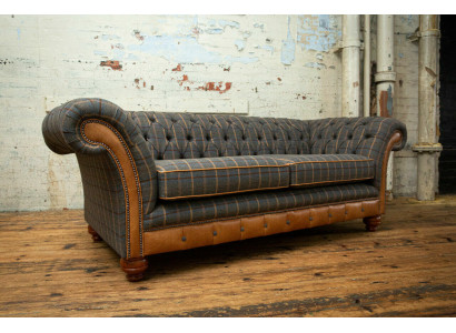Diseño Chesterfield sofá de 3 plazas de tela gris Sofás tapizados Sofá Inglaterra 225cm
