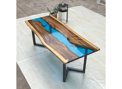 Mesita auxiliar de resina epoxi, mesa de centro, mesa de café hecha a mano de 120x60cm.