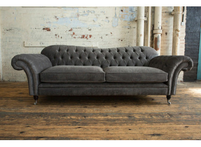 Sofá de tela Chesterfield Sofá Set de sofá de 4 plazas Diseño de tapicería moderno