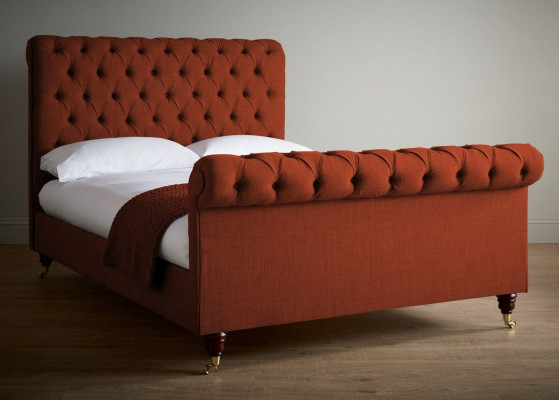 Cama roja Chesterfield elegante cama doble Chesterfield muebles de diseño.