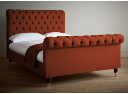 Cama roja Chesterfield elegante cama doble Chesterfield muebles de diseño.