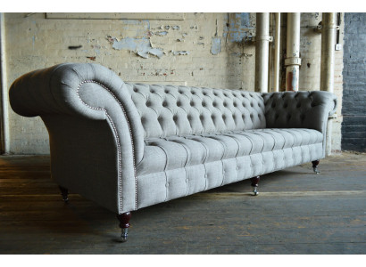 Sofá de tela, sofá Chesterfield de tela, sofás grandes XXL, asientos de 265 cm, tapizados.