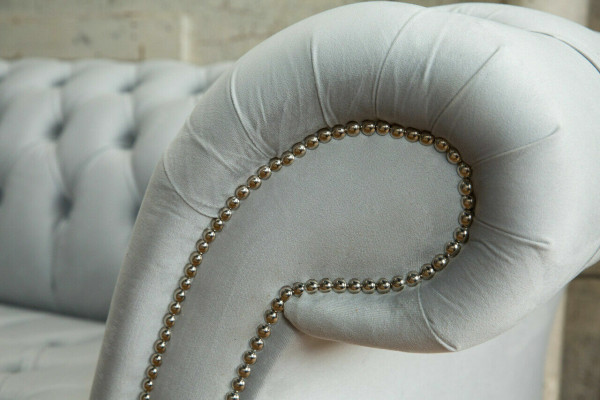 Sofá de tela Sofá Chesterfield de tela, grandes sofás, sofás xxl, asientos acolchados, 265 cm.