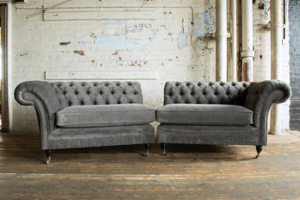 Sofá Chesterfield clásico de 4 plazas, sofás de diseño, sofás tapizados, cuero marrón.
