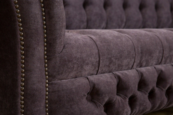 Sofá Chesterfield clásico de 4 plazas Sofás Tapizados Sofás de Cuero Marrón Diseño.