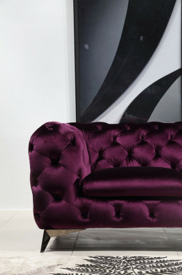 Sofá grande XXL Chesterfield 3 plazas tapizado sillón asiento tres textil tela.