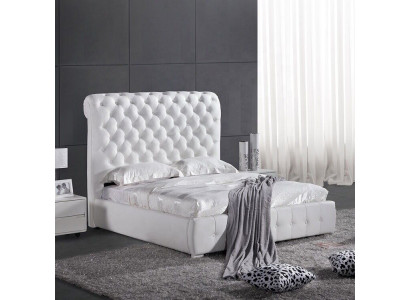 Clásica cama de dormitorio 160x200 cm de cuero textil Chesterfield camas de hotel.