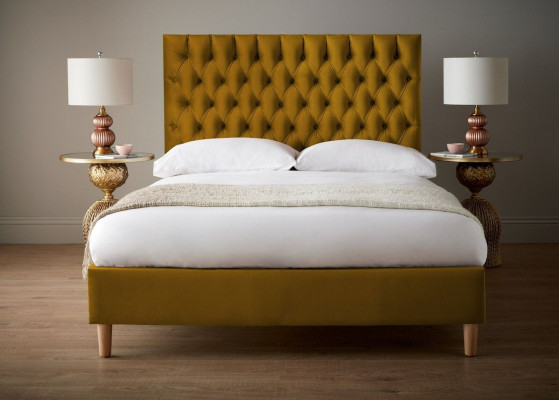 Diseño de Chesterfield Sofá Inglés 140/160/180x200 Cama Doble Amarilla