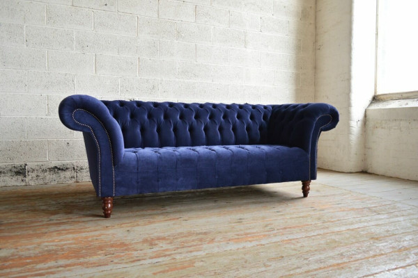 Sofá chesterfield azul diseño sofás tapizados tela cuero