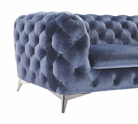 Sofá Chesterfield azul conjunto de tapicería textil 2+2 muebles de diseñador