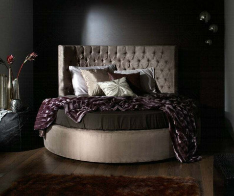 Cama redonda de lujo Chesterfield clásica en terciopelo de hotel de lujo nueva.