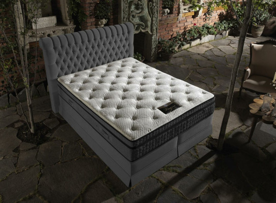 Cama doble de terciopelo con cabecero tapizado para el dormitorio matrimonial cama boxspring