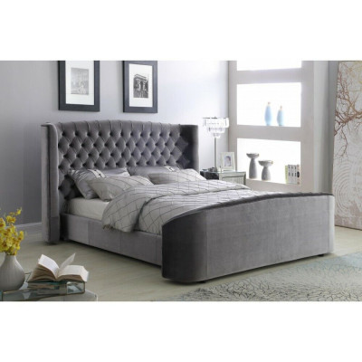 Cama de diseñador Dormitorio Camas Textil Cuero Hotel Lujo Tapizado Terciopelo Tela