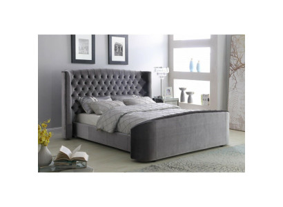 Cama de diseñador Dormitorio Camas Textil Cuero Hotel Lujo Tapizado Terciopelo Tela