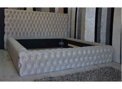 Elegante diseño Chesterfield Cama doble inglesa en beige - Camas con estilo atemporal