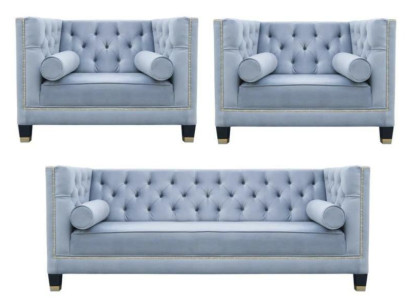 Conjunto de sofás azul Chesterfield, sillón de tela creativa, muebles nuevos para el salón.