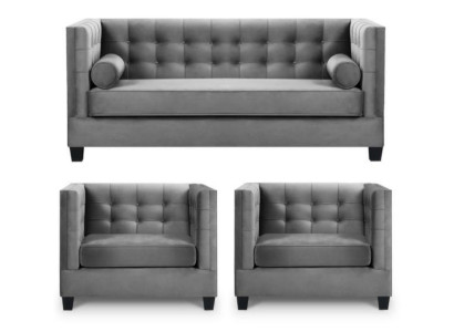 Conjunto de sofás Cama Gris Sillón Muebles creativos Tejido Textil Sala de estar Nuevo