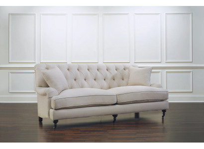 Moderno Chesterfield Blanco Sofá de Lujo de Tres Plazas