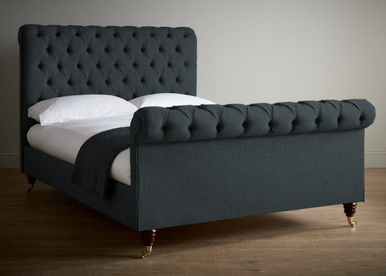 Diseño Chesterfield Tapizado Cama Doble Inglesa Negra 140/160/180x200 Bed