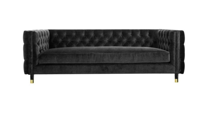 Sofá Chesterfield negro Big de lujo, muebles de 4 plazas en tela.