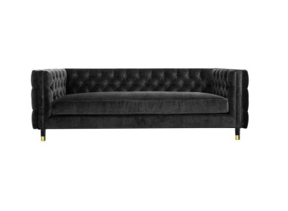 Sofá Chesterfield negro Big de lujo, muebles de 4 plazas en tela.
