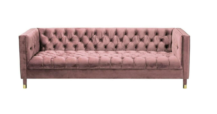 Sofá Chesterfield rosa, muebles de 4 plazas, sofás de tela, tela, xxl grande 230cm.