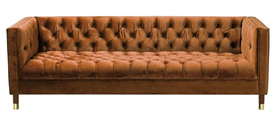 Sofá Chesterfield de Naranjas Textil Stoff Sofás Muebles de Lujo 4 Plazas