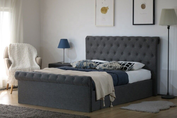 Chesterfield Diseño clásico Cama tapizada Camas textiles 140x200cm