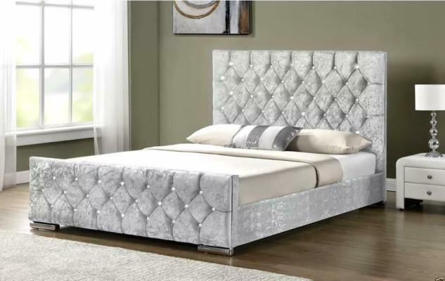 Cama doble Chesterfield de diseñador blanco, camas de lujo para dormitorio.
