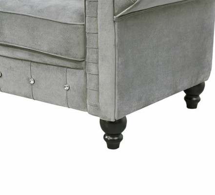 Sofá de diseño de lujo Chesterfield gris de 3 plazas