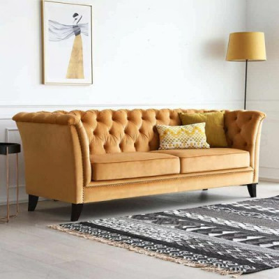 Oranger Chesterfield de 3 plazas Sofá de lujo moderno para sala de estar