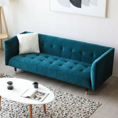 Moderno Sofá Chesterfield Gris de 3 Plazas de Lujo para Sala de Estar