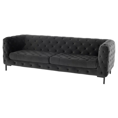 Diseñador sofá Chesterfield de tres plazas negro 3 plazas moderno.