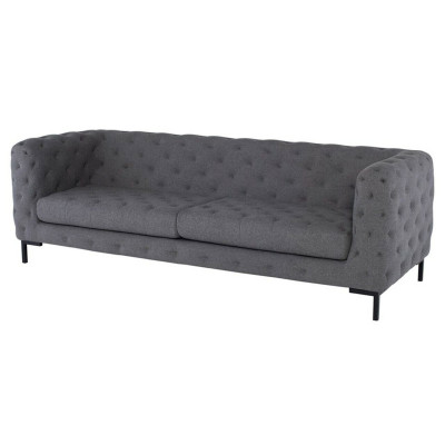 Sofá Chesterfield de lujo de 3 plazas en gris para salón.