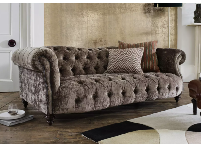 Chesterfield sofá marrón de tres plazas, diseñador de sofá de lujo de 3 plazas.