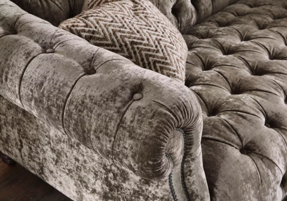 Chesterfield sofá marrón de tres plazas, diseñador de sofá de lujo de 3 plazas.