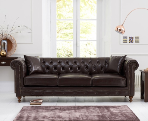 Sofá Chesterfield de tela de cuero forrado Sofá Sofá Sofá individual de 3 plazas