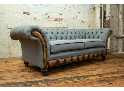 Sofá de tela Chesterfield gris, sofá, sofás, tela, nuevo, tapicería.