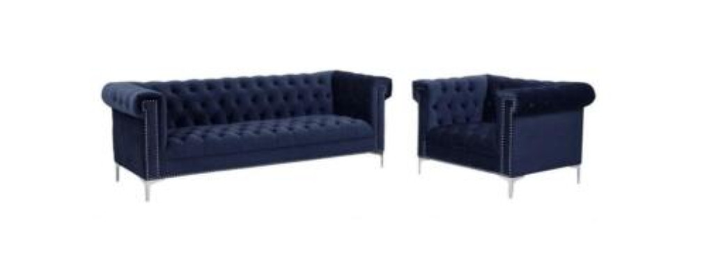 Sofá Chesterfield azul, sofá real azul conjunto de sofás, nuevos conjuntos de sofás.