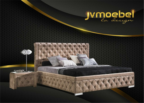 Cama 2x mesita de noche 3 piezas. Conjunto de dormitorio de diseño de lujo Muebles modernos Camas Nuevas