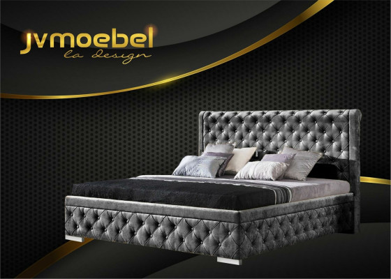 Cama 2x mesita de noche 3 piezas. Conjunto de dormitorio de diseño de lujo Muebles modernos Camas Nuevas