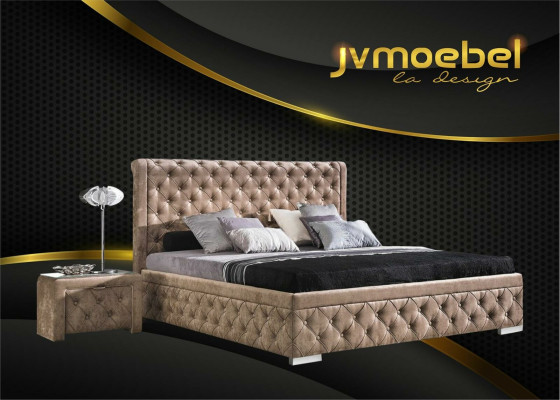 Cama 2x mesita de noche 3 piezas. Conjunto de dormitorio de diseño de lujo Muebles modernos Camas Nuevas