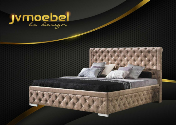 Cama 2x mesita de noche 3 piezas. Conjunto de dormitorio de diseño de lujo Muebles modernos Camas Nuevas